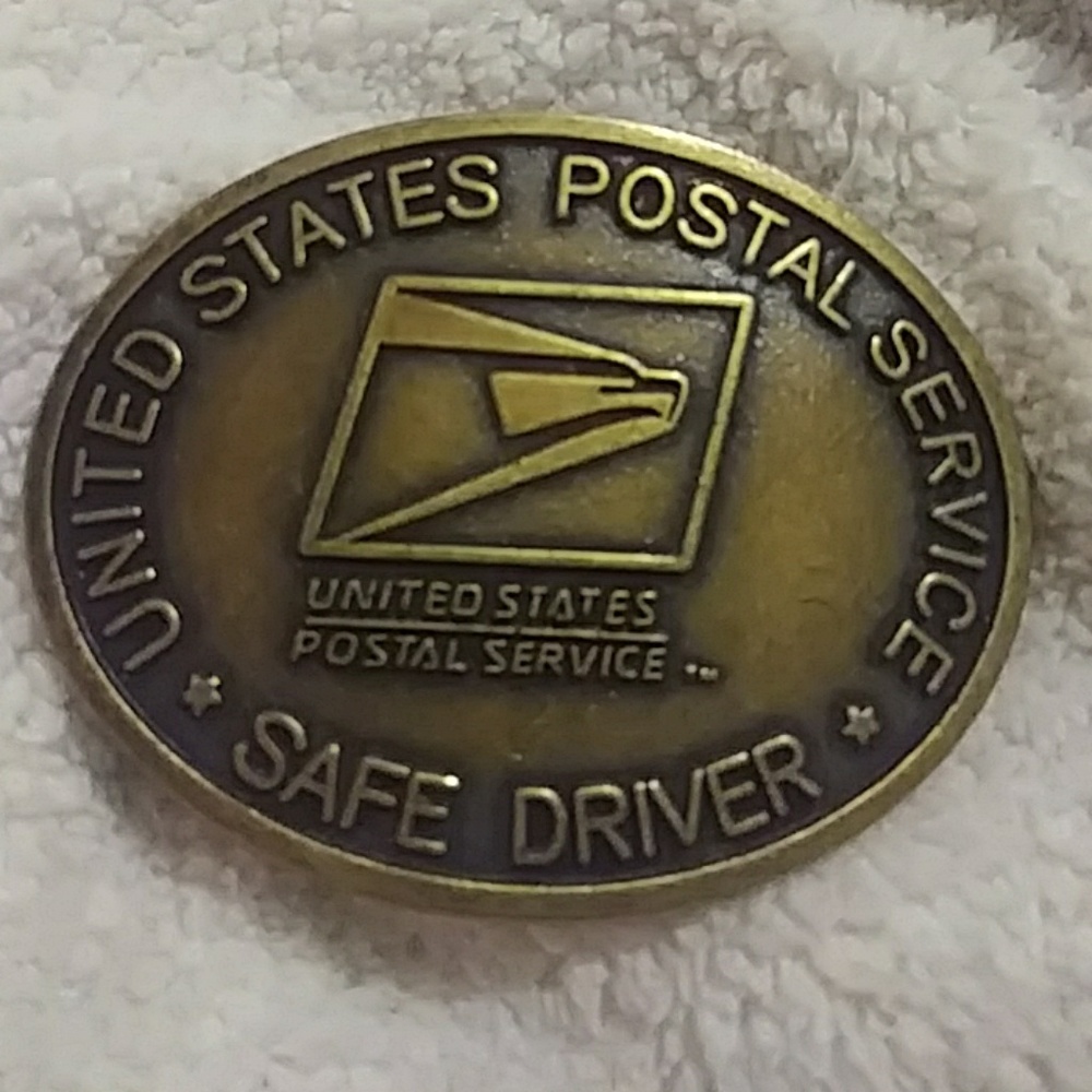 Unlisted United States Postal Service Brass Tone 'Safe Driver' Belt Buckle